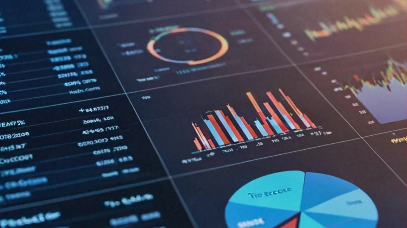 A close-up of a portfolio with charts showing various sectors like tech, healthcare, and mining, highlighting investment diversification across sectors.